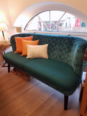 trkis-Sitzbank-Kissen-wei-orange