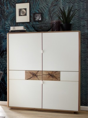 Vitrine-Highboard-Wildeiche-Glasfront-weiss